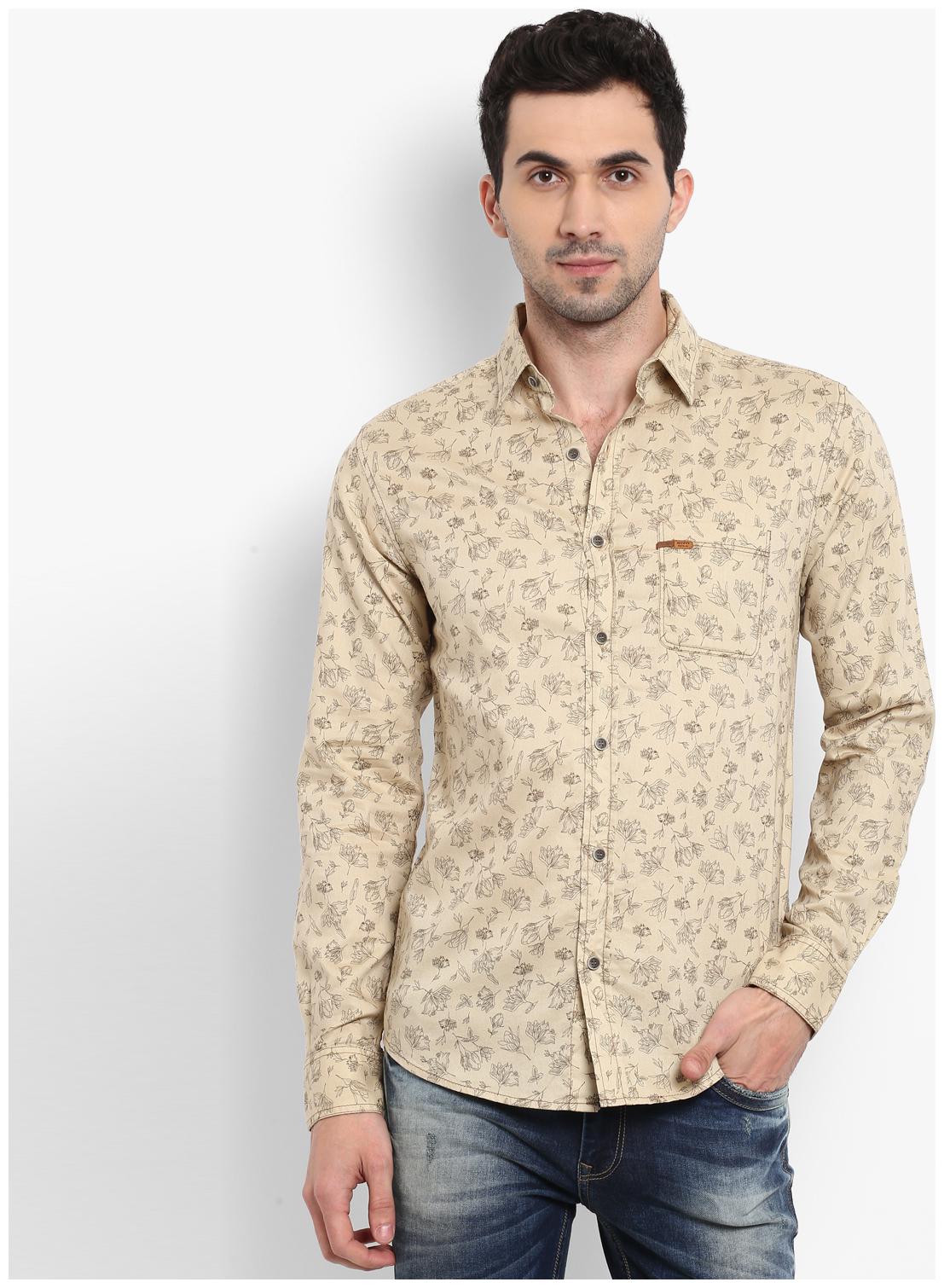 

Mufti Men Beige Floral Slim Fit Casual Shirt