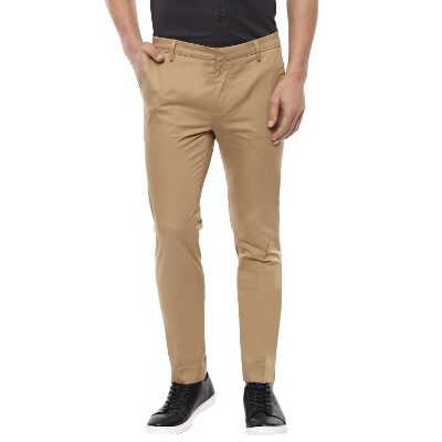 

Mufti Men Beige Solid Regular fit Regular trousers