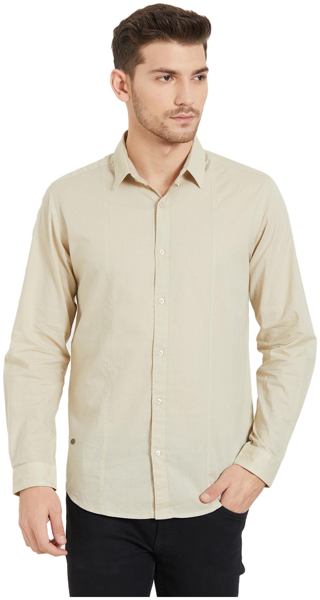 

Mufti Men Beige Solid Slim Fit Casual Shirt