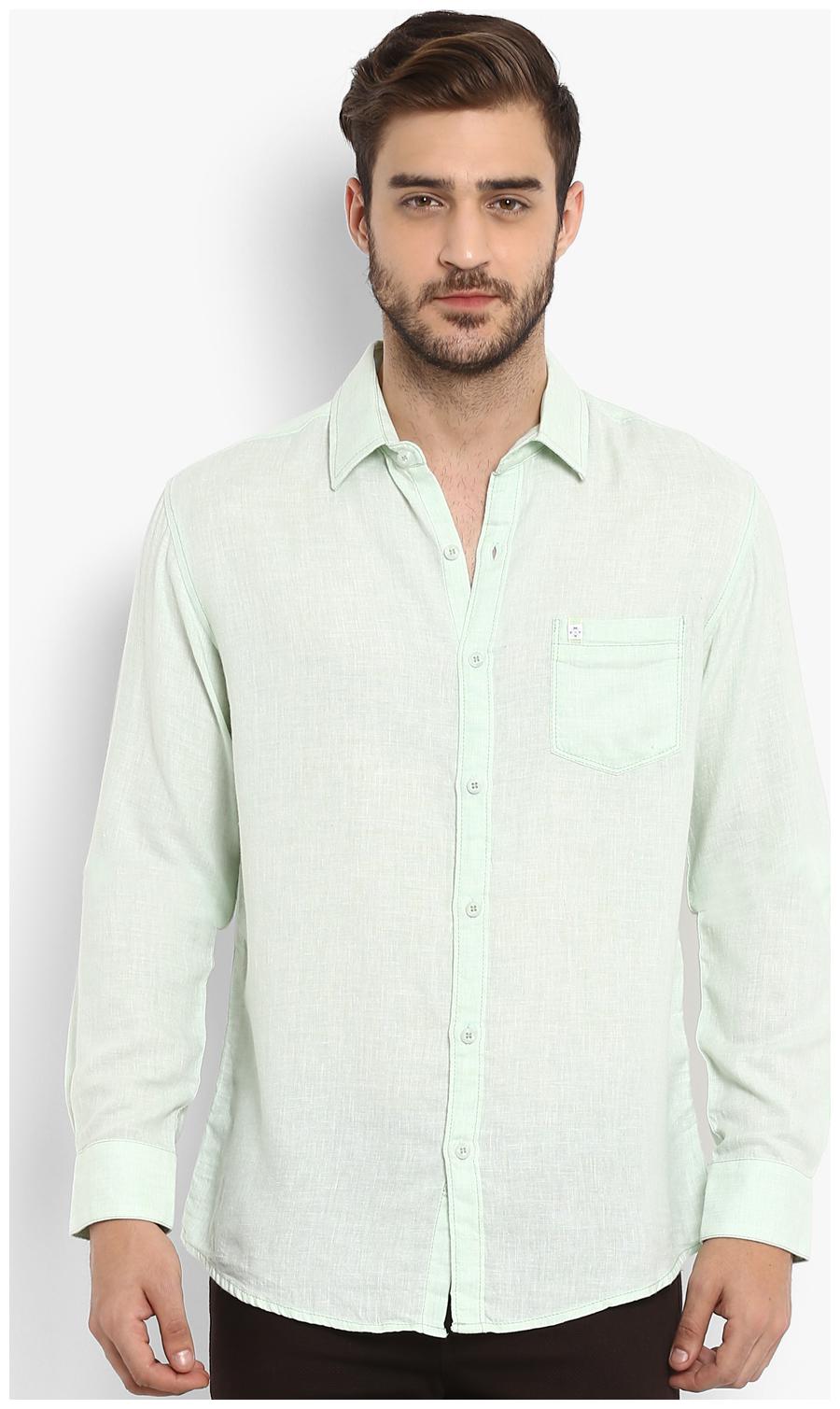 

Mufti Men Green Solid Slim Fit Casual Shirt