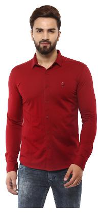 

Mufti Men Red Solid Slim Fit Casual Shirt