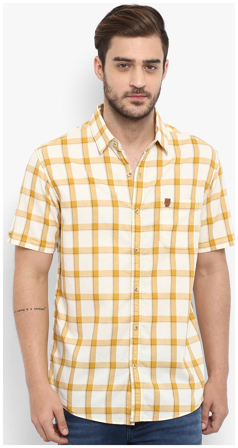 

Mufti Men Orange Checked Slim Fit Casual Shirt