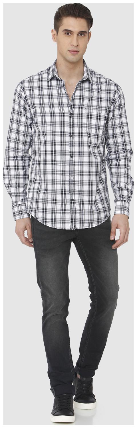 

Mufti Men White Checked Slim Fit Casual Shirt