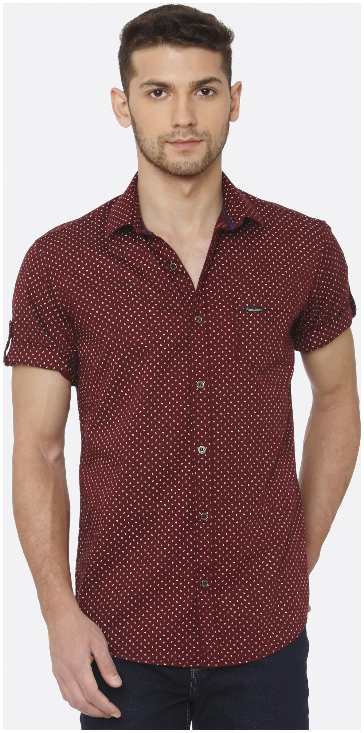 

Mufti Men Maroon Printed Slim Fit Casual Shirt