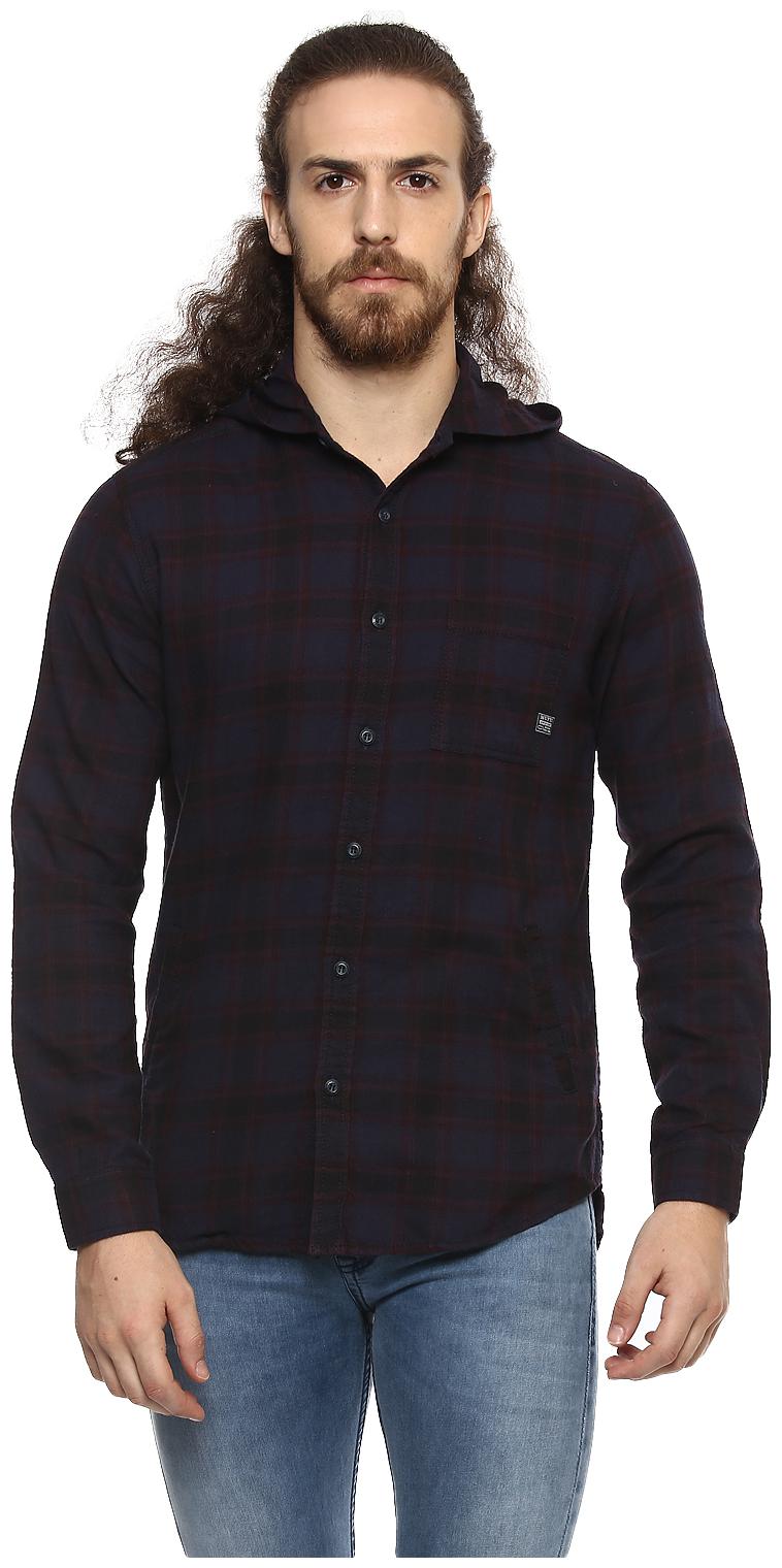 

Mufti Men Blue Checked Slim Fit Casual Shirt