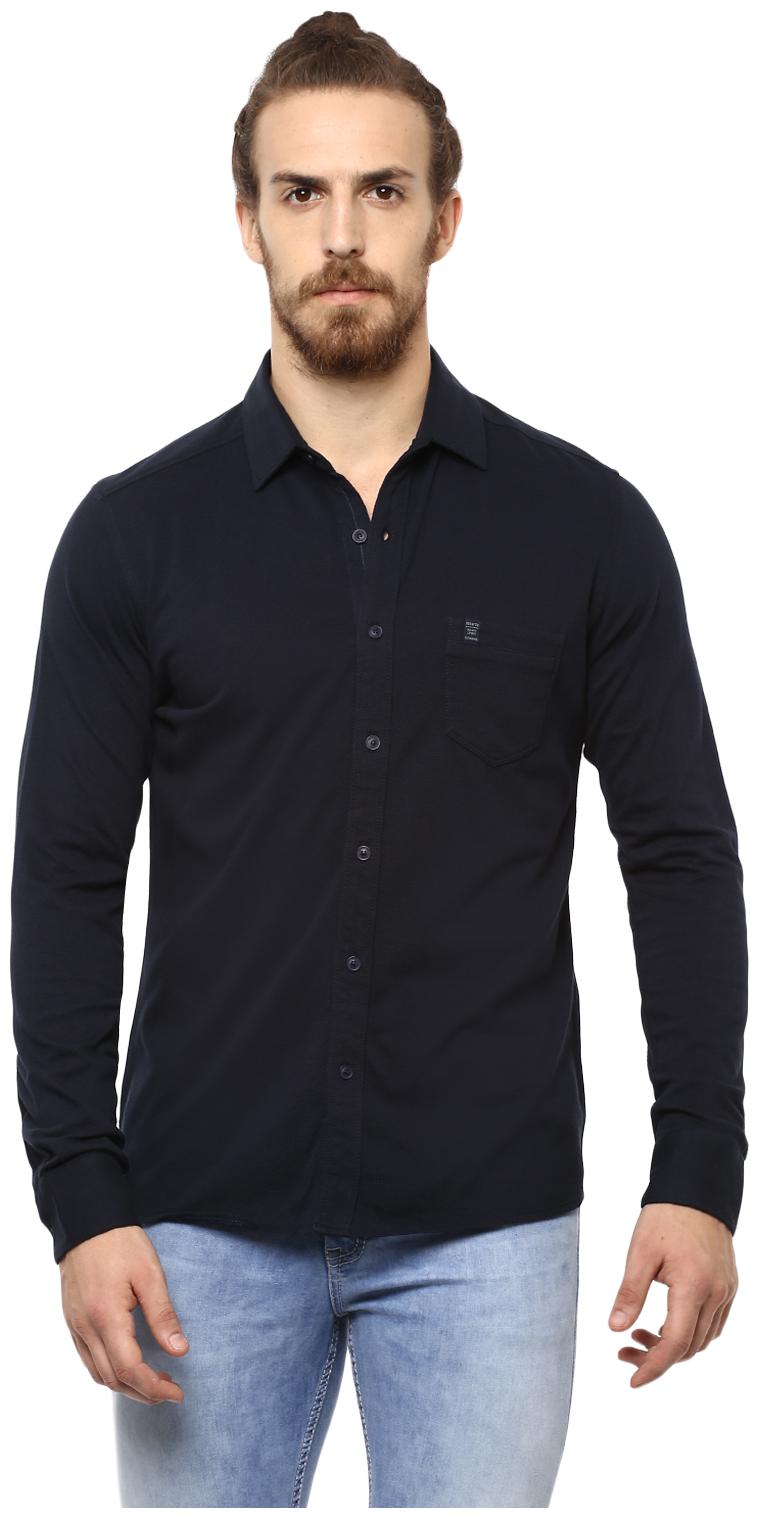 

Mufti Men Blue Solid Slim Fit Casual Shirt