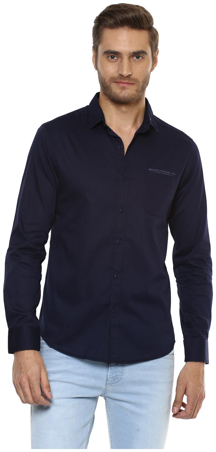 

Mufti Men Blue Solid Slim Fit Casual Shirt