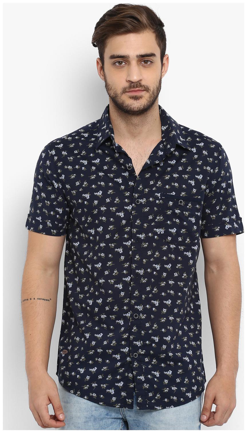 

Mufti Men Blue Printed Slim Fit Casual Shirt