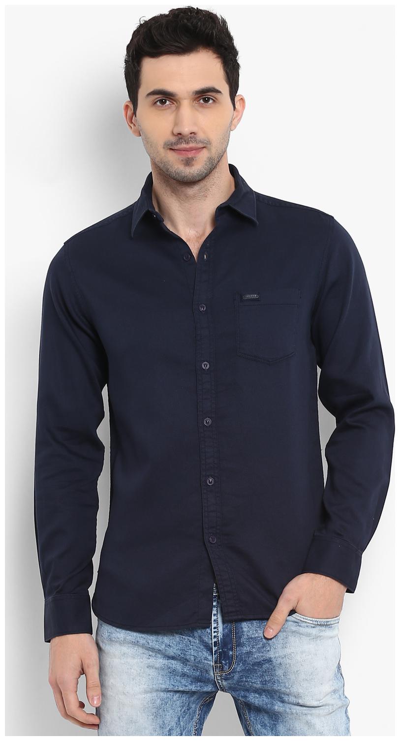 

Mufti Men Blue Solid Slim Fit Casual Shirt