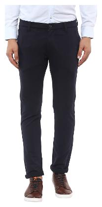 

Mufti Men Blue Solid Slim fit Regular trousers
