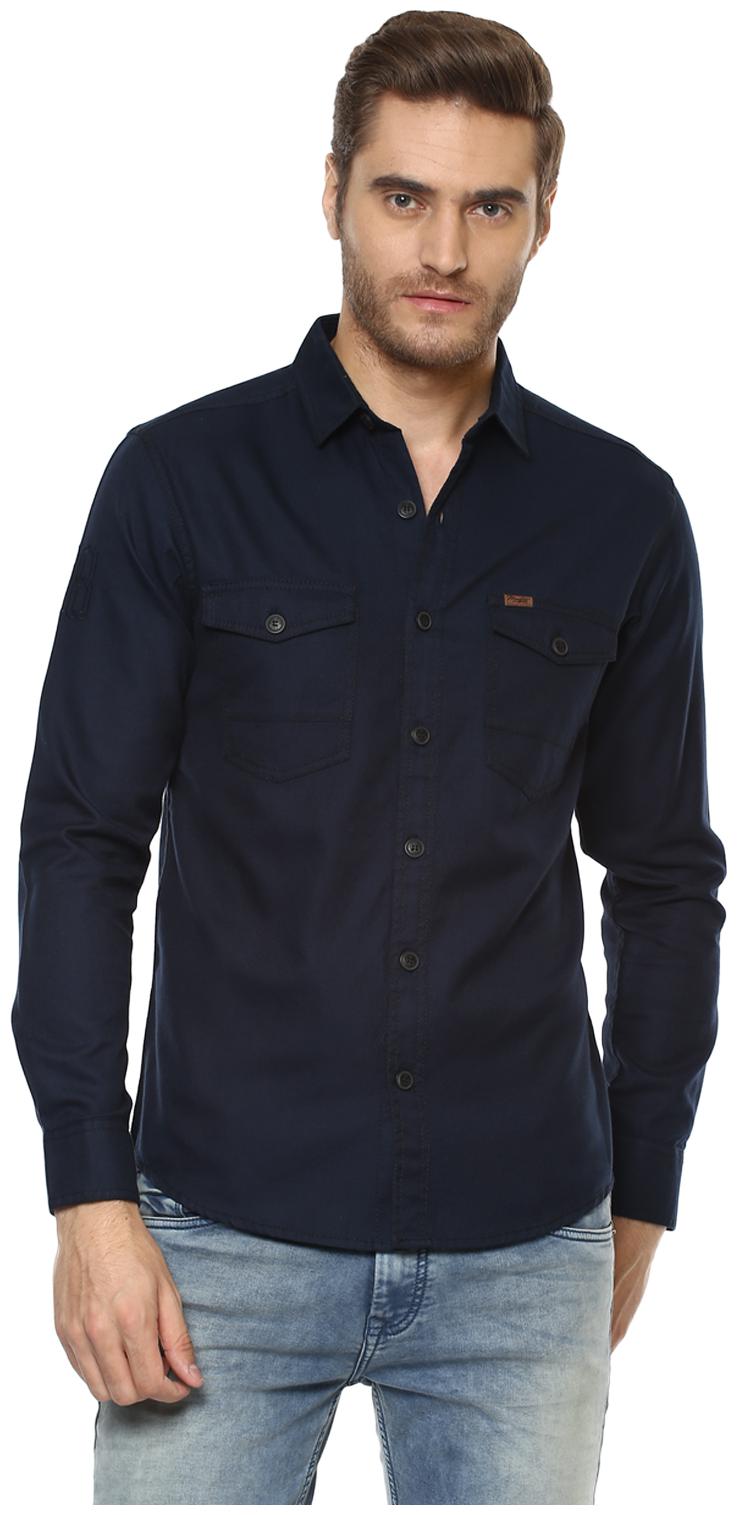 

Mufti Men Blue Solid Slim Fit Casual Shirt