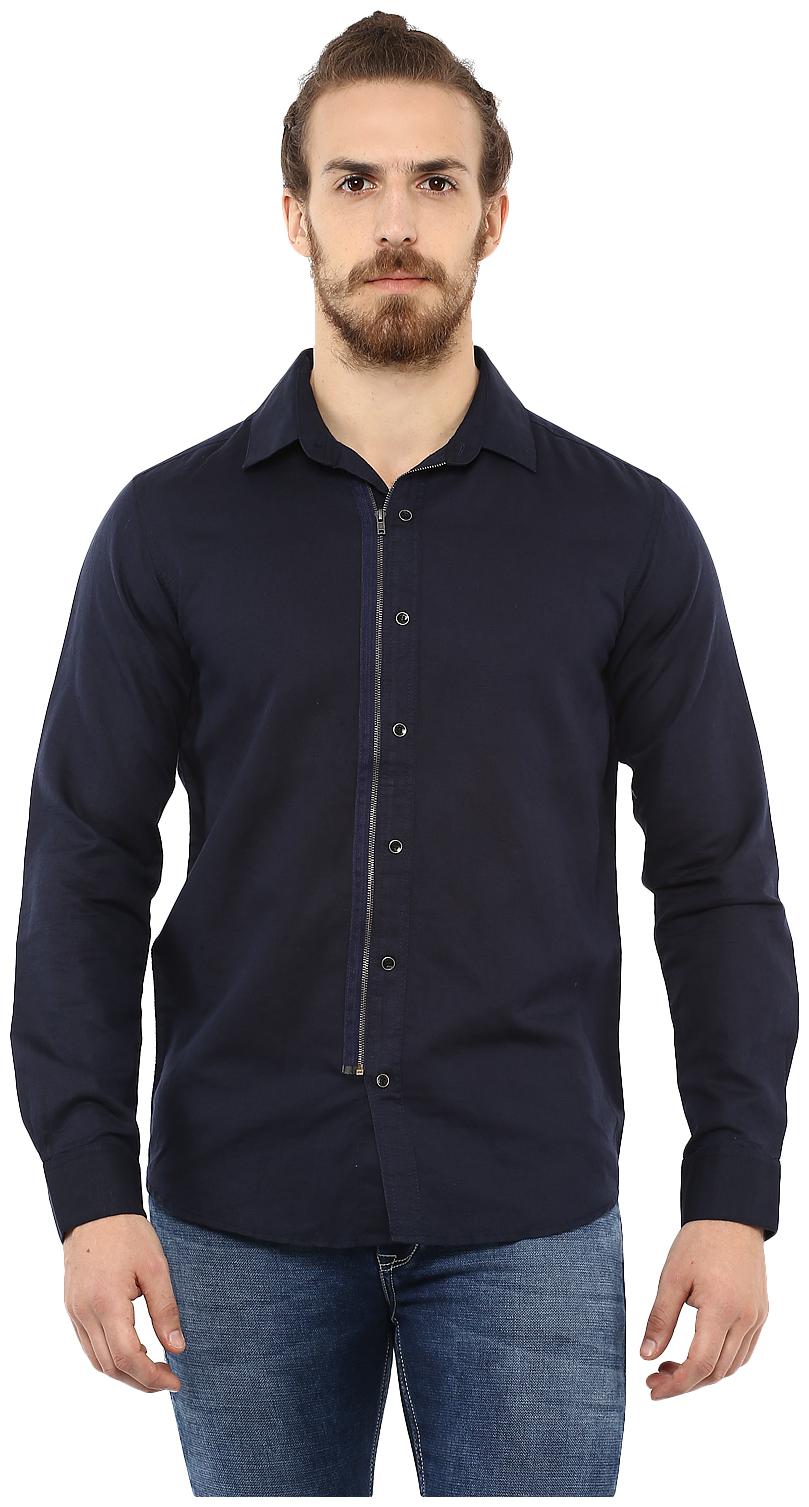

Mufti Men Blue Solid Slim Fit Casual Shirt
