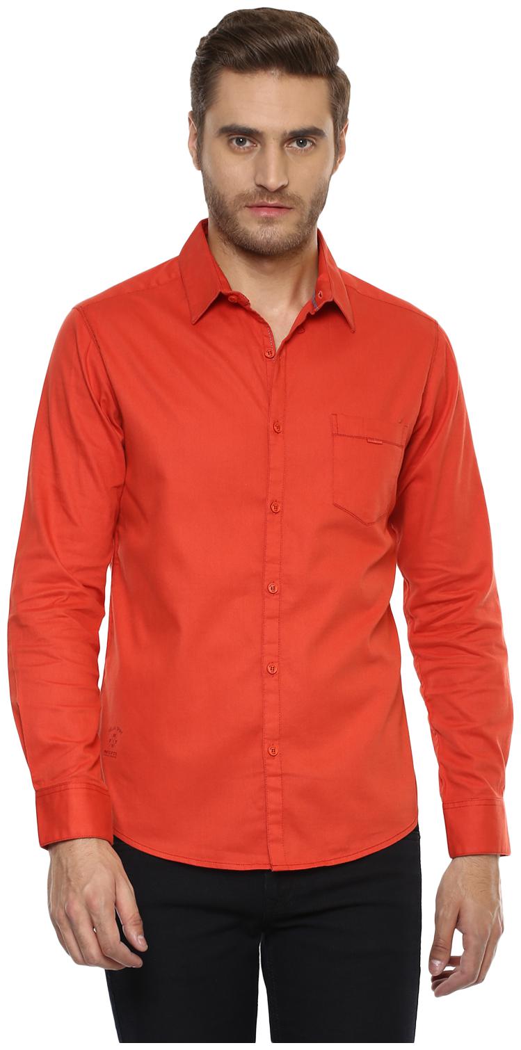 

Mufti Men Orange Solid Slim Fit Casual Shirt