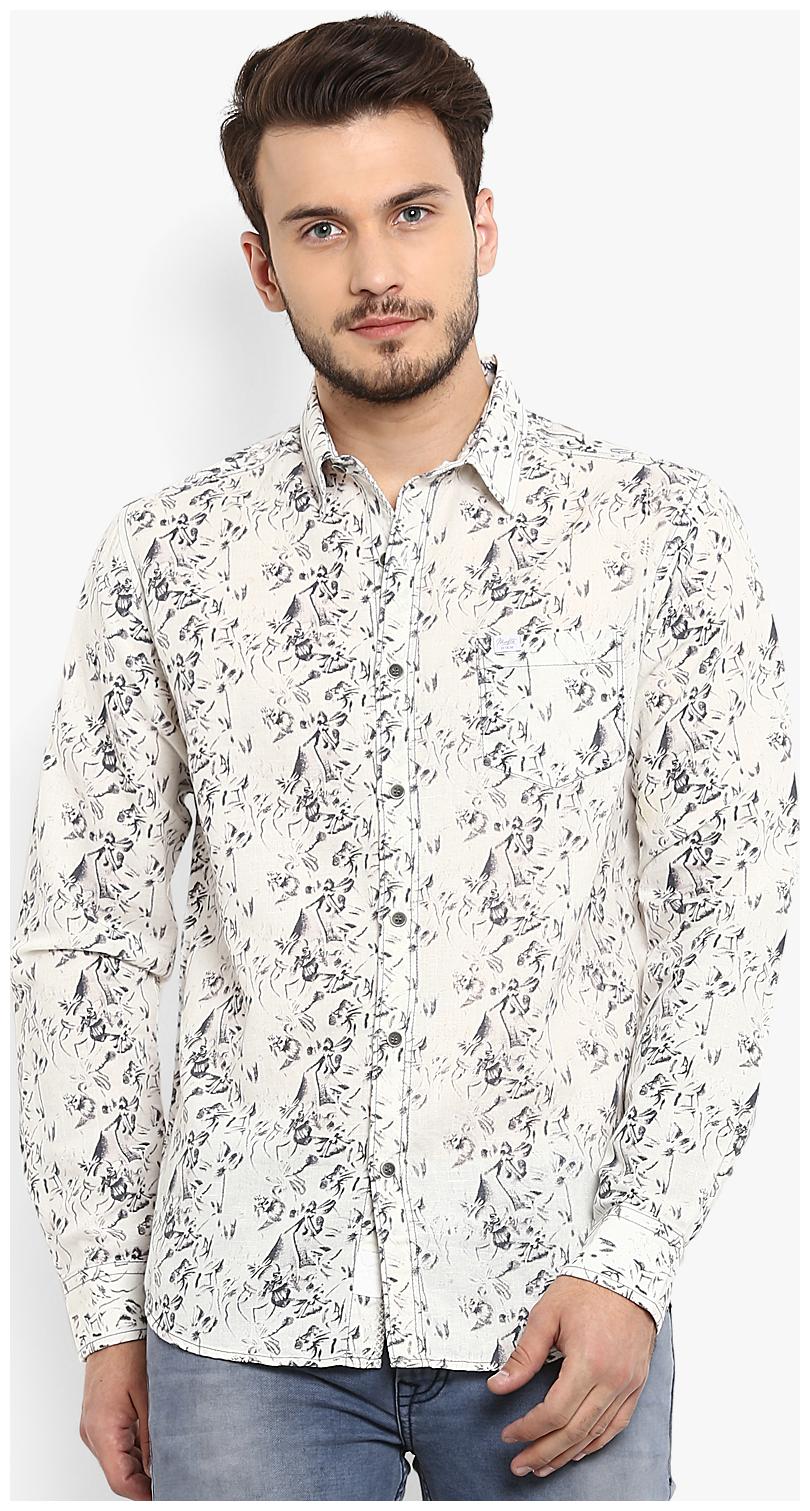 

Mufti Men Beige Printed Slim Fit Casual Shirt