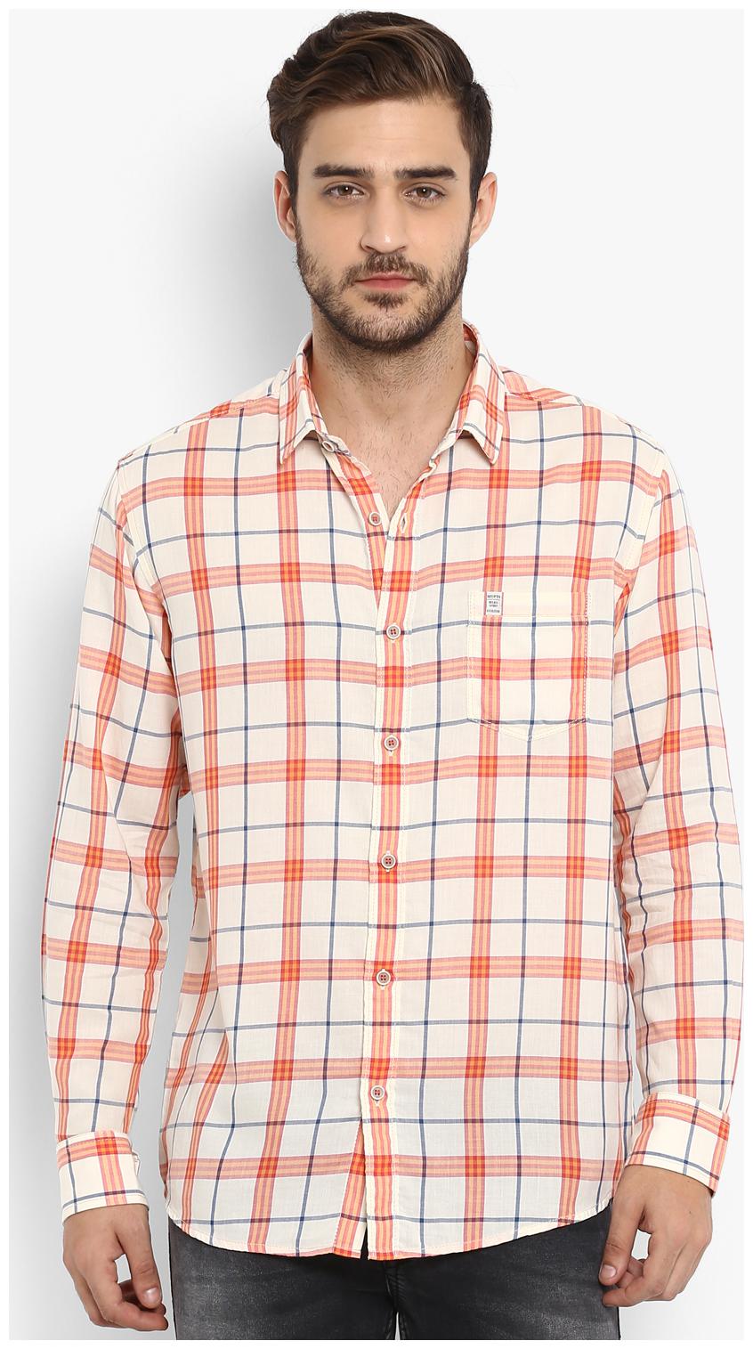 

Mufti Men Orange Checked Slim Fit Casual Shirt