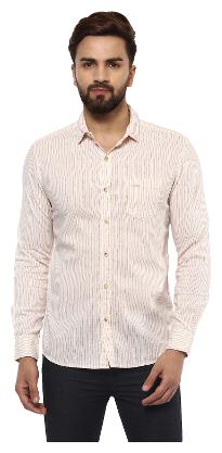 

Mufti Men White Vertical Stripes Slim Fit Casual Shirt
