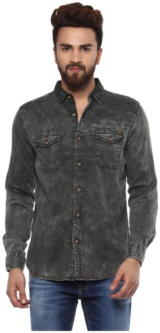 Mufti Men Black Solid Slim Fit Casual Shirt