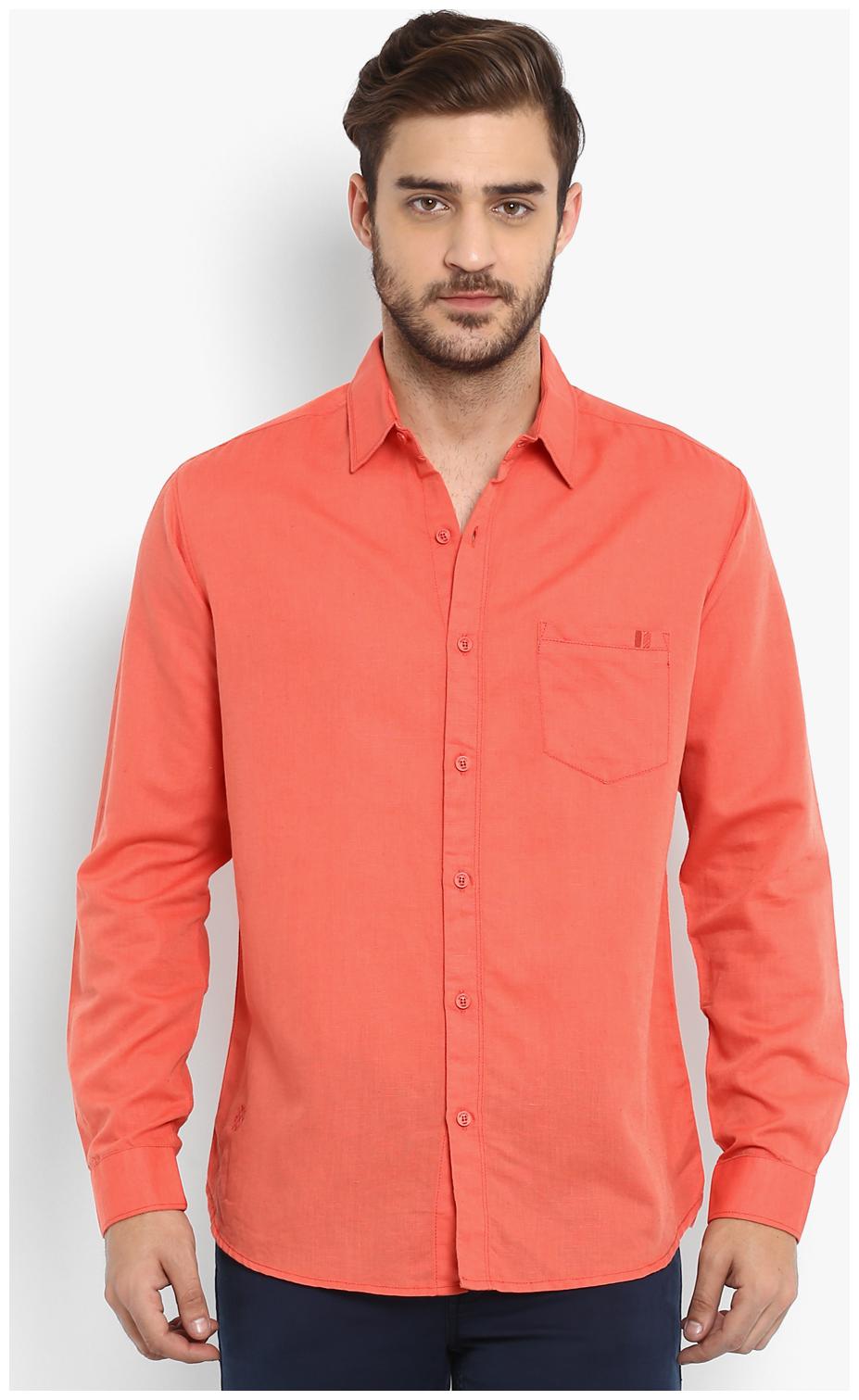 

Mufti Men Orange Solid Slim Fit Casual Shirt