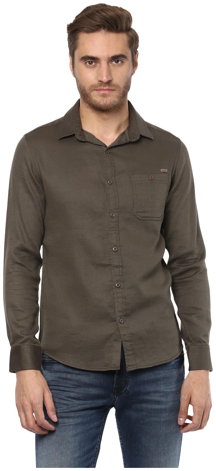 

Mufti Men Green Solid Slim Fit Casual Shirt