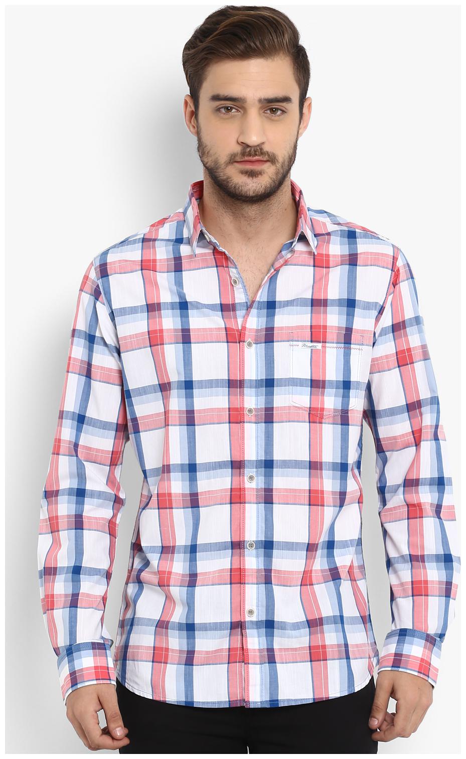 

Mufti Men Pink Checked Slim Fit Casual Shirt