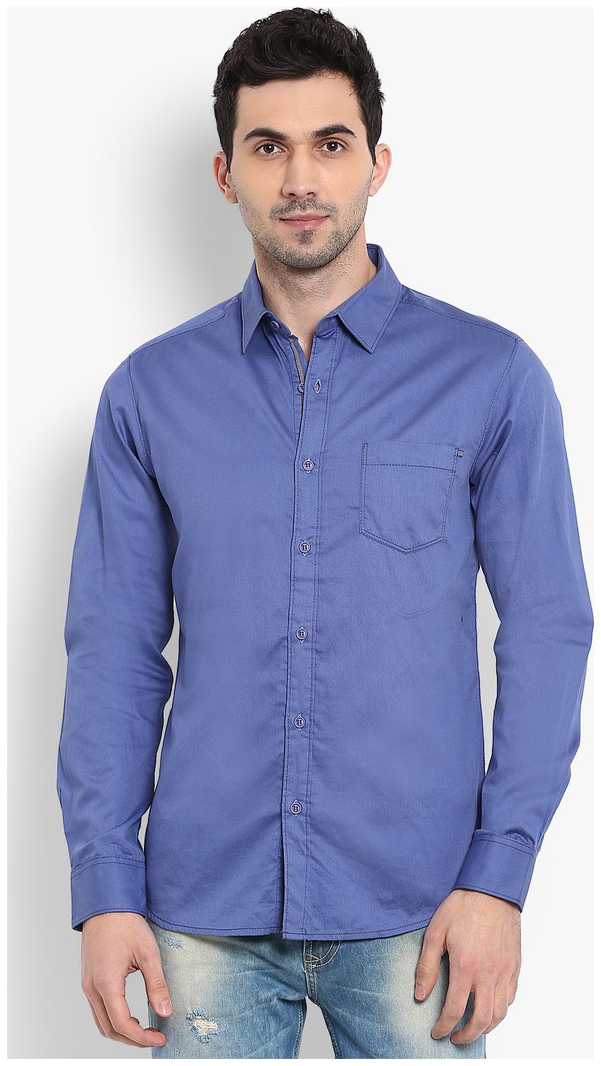 

Mufti Men Blue Solid Slim Fit Casual Shirt