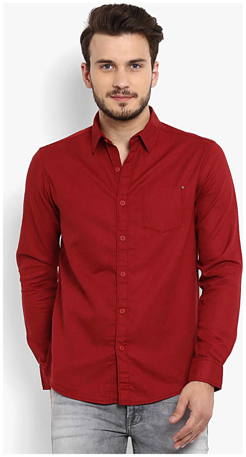 

Mufti Men Red Solid Slim Fit Casual Shirt