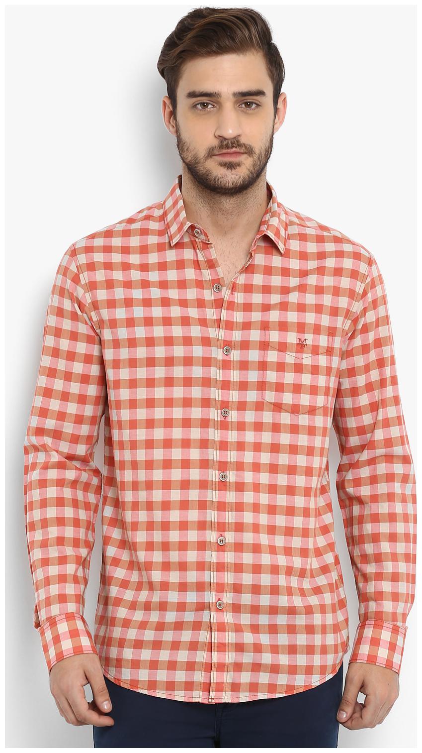 

Mufti Men Red Checked Slim Fit Casual Shirt