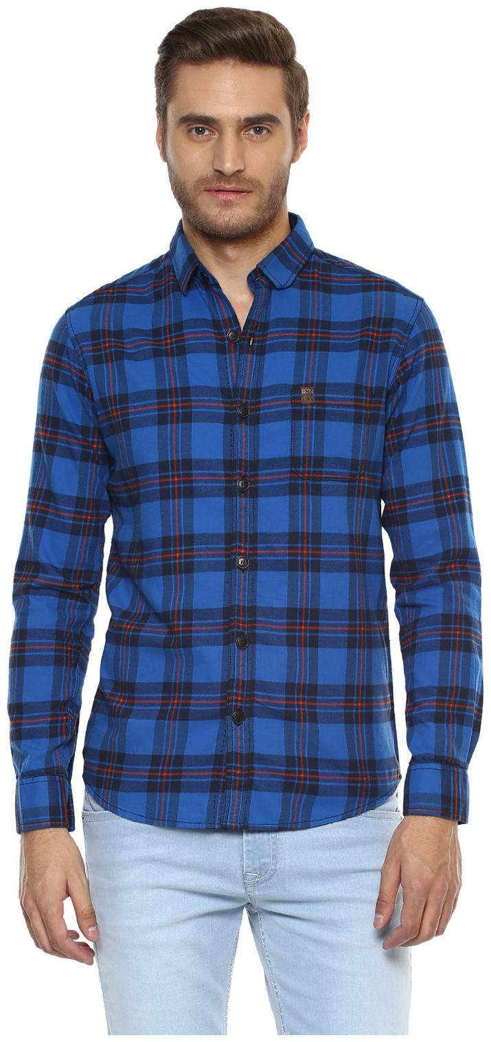

Mufti Men Blue Checked Slim Fit Casual Shirt