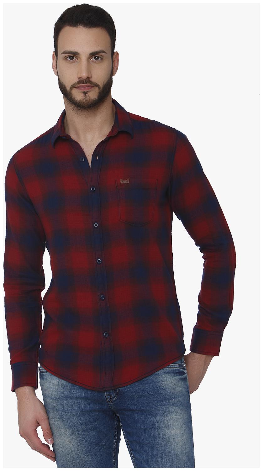 

Mufti Men Red Checked Slim Fit Casual Shirt