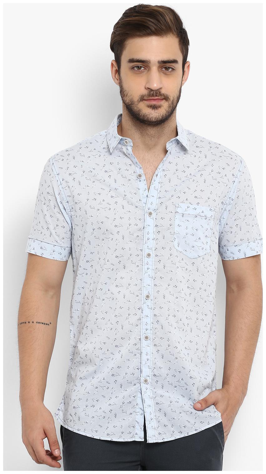 

Mufti Men Blue Printed Slim Fit Casual Shirt
