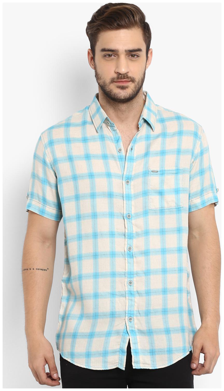 

Mufti Men Blue Checked Slim Fit Casual Shirt