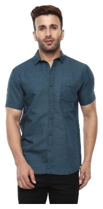

Mufti Men Blue Solid Slim Fit Casual Shirt