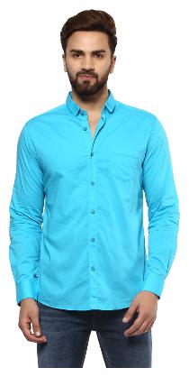 

Mufti Mens Turq Blue Slim Fit Casual Shirts