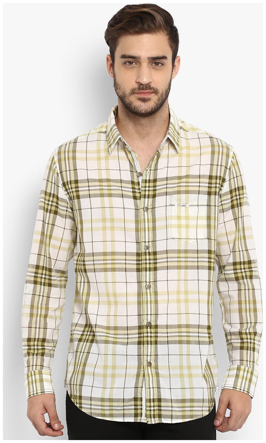 

Mufti Men Yellow Checked Slim Fit Casual Shirt