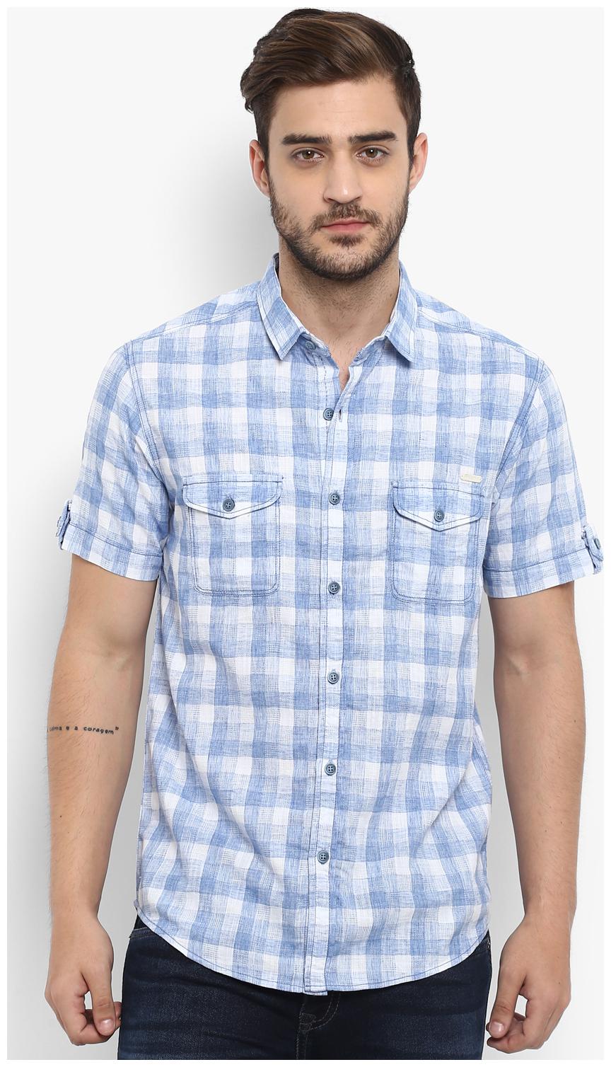 

Mufti Men Blue Checked Slim Fit Casual Shirt