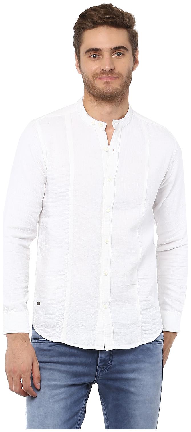 

Mufti Men White Solid Slim Fit Casual Shirt