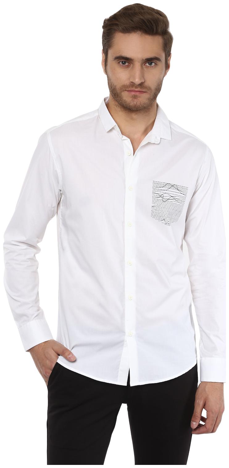 

Mufti Men White Solid Slim Fit Casual Shirt