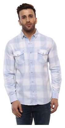 

Mufti Men White Colorblocked Slim Fit Casual Shirt