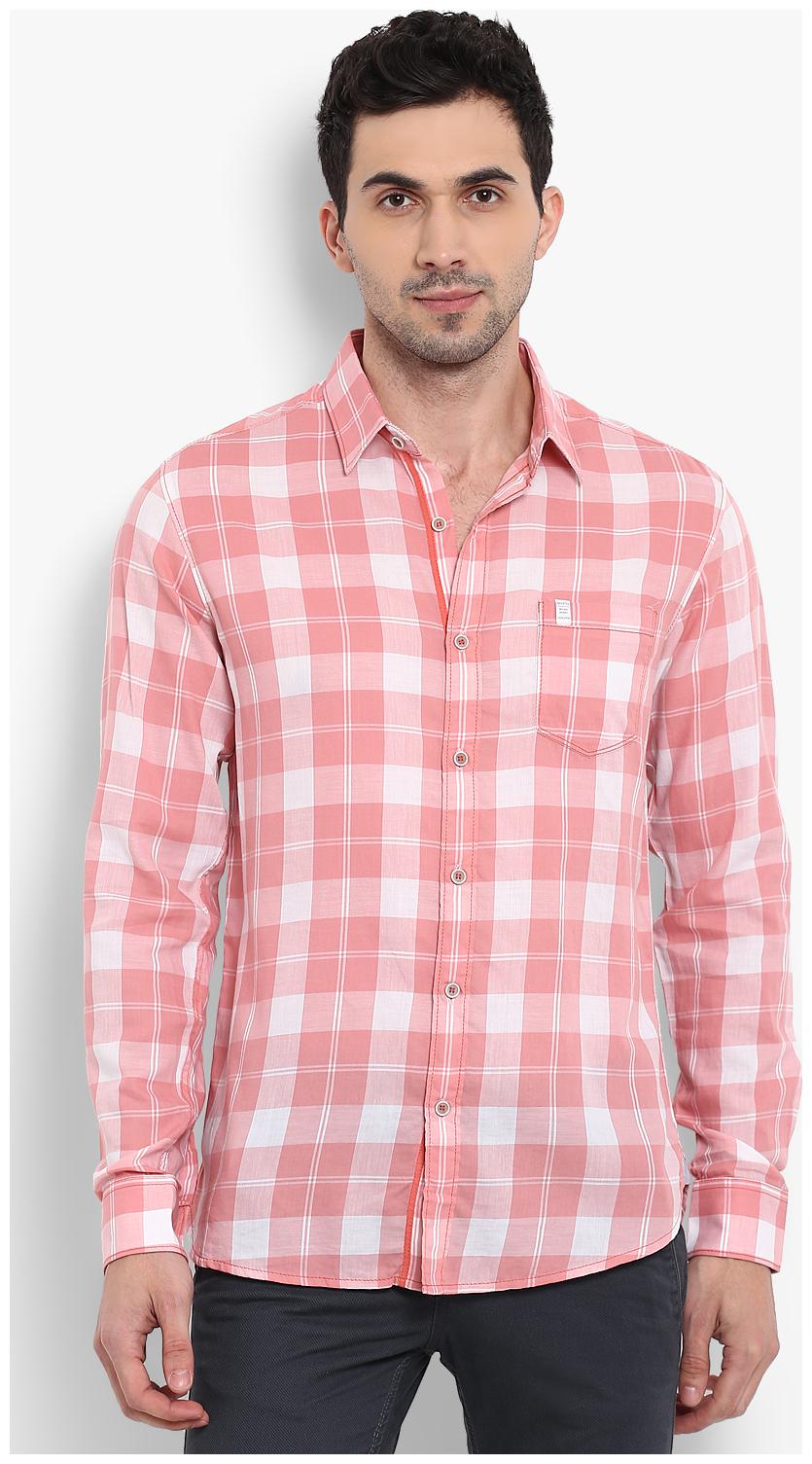 

Mufti Men Pink Checked Slim Fit Casual Shirt