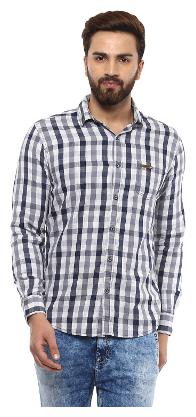 

Mufti Men Grey Checked Regular Fit Casual Shirt