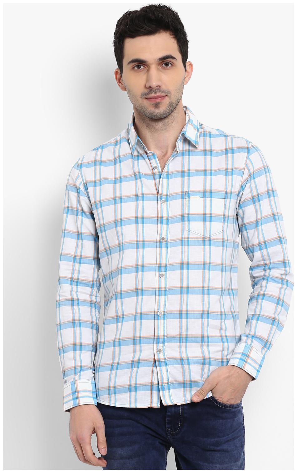 

Mufti Men White Checked Slim Fit Casual Shirt