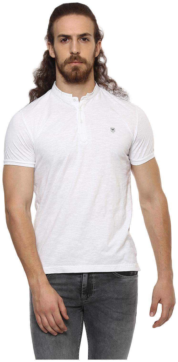 

Mufti Men White Slim fit Cotton Henley neck T-Shirt - Pack Of 1