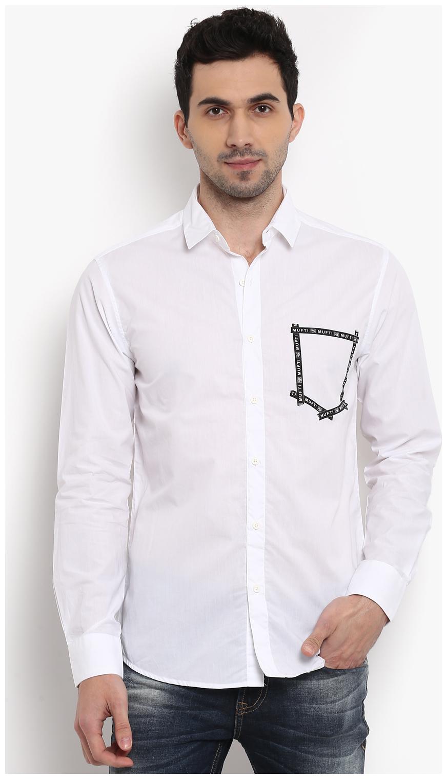 

Mufti Men White Solid Slim Fit Casual Shirt