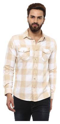 Mufti Men White Colorblocked Slim Fit Casual Shirt