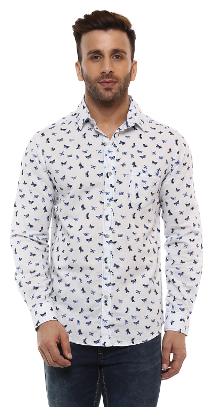 

Mufti Men Grey Floral Slim Fit Casual Shirt