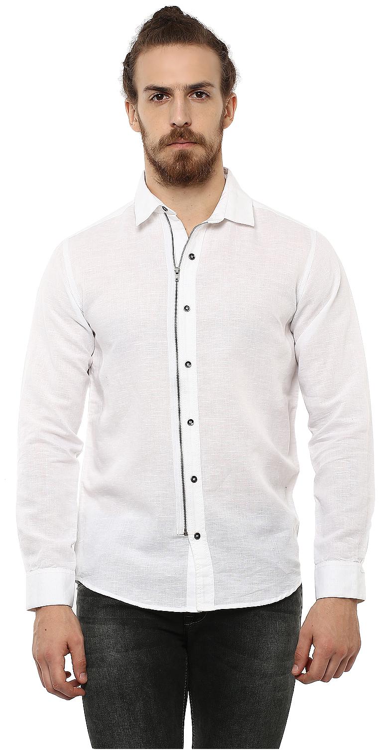 

Mufti Men White Solid Slim Fit Casual Shirt