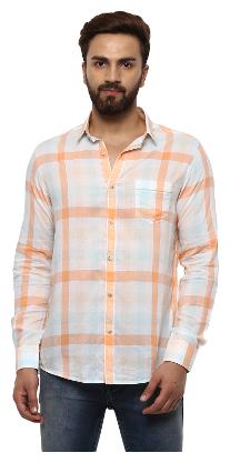 

Mufti Men Orange Colorblocked Regular Fit Casual Shirt