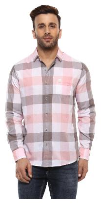 

Mufti Men Pink Colorblocked Regular Fit Casual Shirt