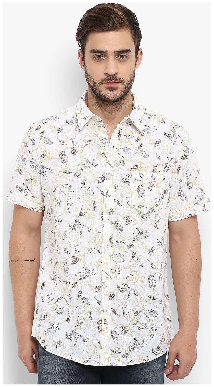 

Mufti Men White Floral Slim Fit Casual Shirt