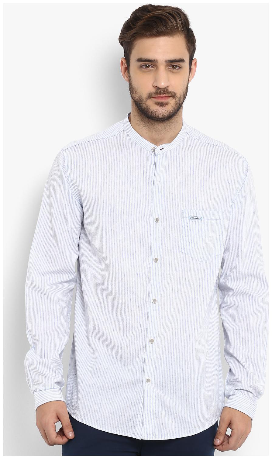 

Mufti Men Blue Vertical Stripes Slim Fit Casual Shirt